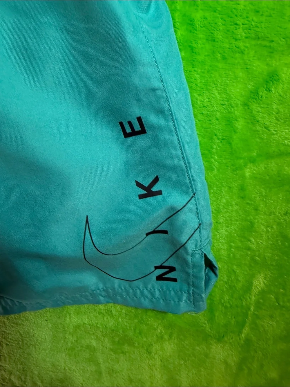Nike Men's Turquoise Swim Trunks with Black Drawcord